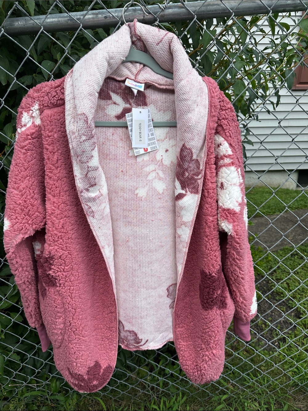 Cozy Floral Sherpa Teddy Bear Jacket - Pink